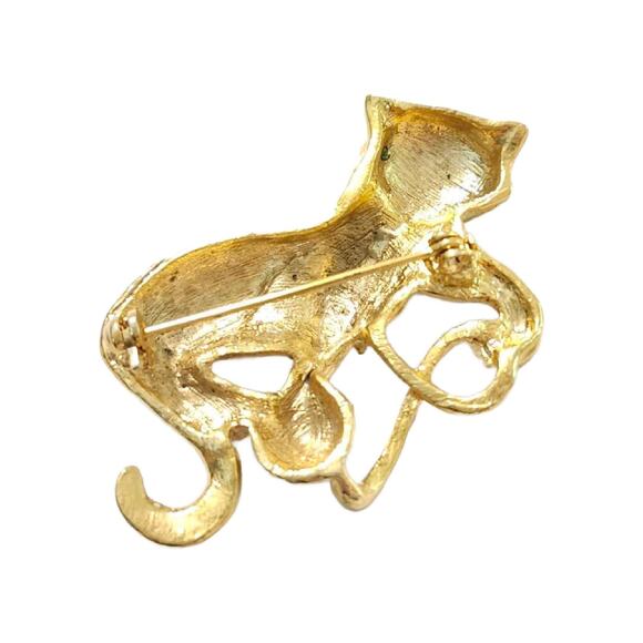 Mid Century Atomic Kitty Brooch with Crystal Accents - Picture 8 of 9